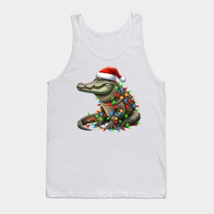 Alligator Wrapped In Christmas Lights Tank Top